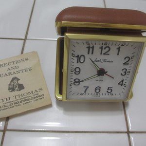 Vintage Seth Thomas Travel Alarm Clock in plastic hard case